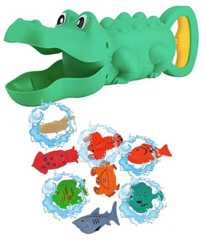 Vndnsy Badespielzeug Krokodil Grabber Bad Spiel, Kleinkind Spiel Badewanne Spielzeug, Schwimmbad Wasser Sommer Spielzeug für 3 4 5 Jahre alt Jungen Mädchen Planschbecken SpielzeugKinder.