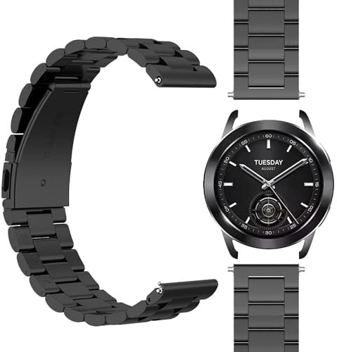 GIOPUEY Correas Compatible con Xiaomi Watch S3/Watch S4, Acero Inoxidable La Correa [Resistente al Desgaste] Pulsera - Black