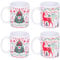 YöL Set Of 4 Scandi Christmas Mugs White And Red Party Xmas Mug Set Home Reindeer And Xmas Tree Festive Gift