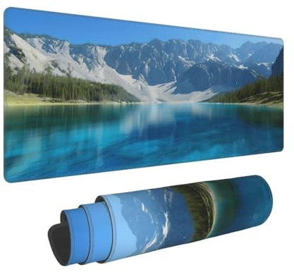 Jaxiaco Mouse Mat Gaming Extended Large Desk Pad XXL (700x400x3 mm) Washable Mouse Pad Laptop Desk Mat, Blue Lake Mouse Pad, with Anti-Slip Rubber Base, Extended Mouse Pad for Home& Office N-782