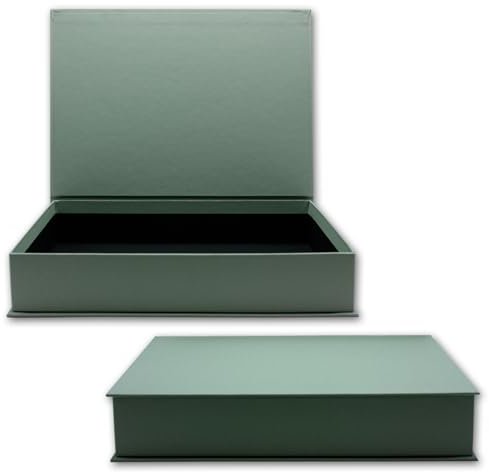 NEUSER PAPIER Geschenkbox mit Klappdeckel - 1 Stück - DIN A4 - Eukalyptus bezogen - innen schwarz kaschiert - 334 x 242 x 65 mm - Aufbewahrungsschachtel
