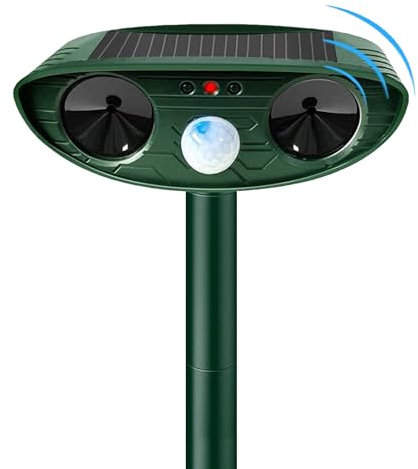 Solar Cat Repellent, Solar Powered Ultrasonic Animal Repeller and Cat Deterrents with PIR Motion Sensor, Waterproof Scarer Animal Repellent for Garden Yard Squirrels Cats Rats Fox