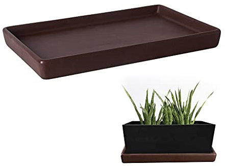 Grand pot de fleurs rectangulaire en terre cuite marron de 32,8 cm pour intérieur et extérieur - Plateau pour plantes en pot