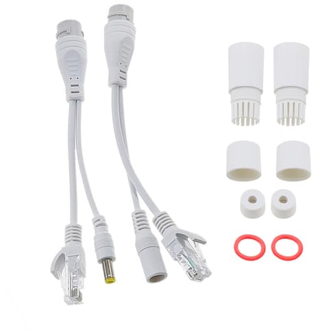 Laroal 1 Paar POE Splitter Outdoor Wasserdicht Power Over Ethernet Splitter für Netzwerk Kamera IP Kamera AP Voip Telefon