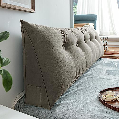 Kissen für die Rückenlehne Dreieckiges Kissen Kopfteil, Lordosenstützkissen für Bettsofa Stuhl Grau 150 x 20 x 50 cm