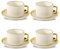 LETAOTAO Cappuccino Cups with Saucers, 8oz Ceramic Coffee Cups with Saucers Set, Latte Art Coffee Mugs with Gold Trim, Tea Cups Set of 4, British/Italian Coffee cups for Cafe Mocha, Double Espresso