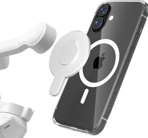 ALAFLY Supporto Magnetico Telefono per DJI Osmo Mobile 7P 7 SE 6 5 4, Sgancio Rapido Morsetto Telefono Compatibile con MagSafe, per DJI OM Stabilizzatore Gimbal Accessori, Argento