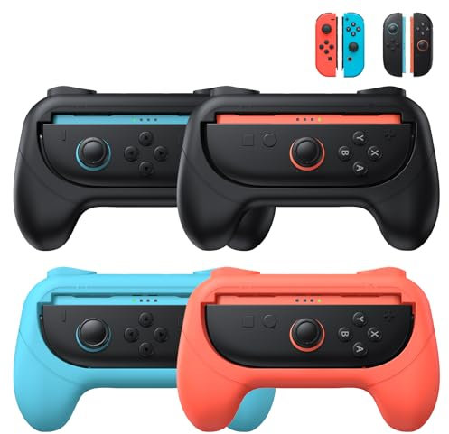 Pack de 4 Poignées pour Switch 2/Switch 1/OLED, FASTSNAIL Antidérapant Kit de Poignée Compatible avec Nintendo Switch 2 pour JoyCon 2, Manette Accessoire pour Switch 2/1