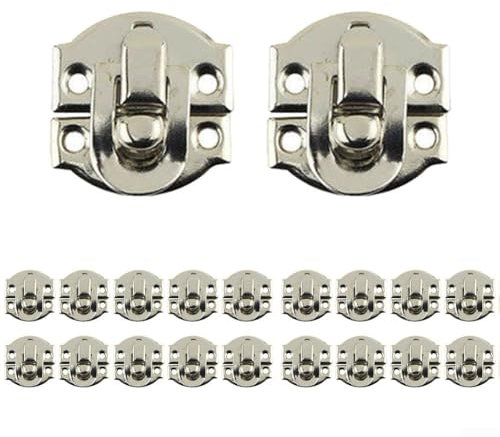 20 serrature in ferro antico per cassapanche in legno e valigie, design classico, chiusure in metallo per esigenze di stoccaggio (argento)