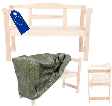MODO24 Gartenbank aus Holz, Schutzhülle aus PVC, Parkbank, Gartenmöbel, Sitzbank, Bank Friesenbank, Holzbank, 2-Sitzer, In- & Outdoor, FSC-Holz, Abmessungen 46x118x78 cm, Farbe: Natur imprägniert