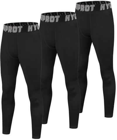 HYCOPROT Pantalon de Compression pour Garçons Collants Leggings Enfants Respirant Sportif Séchage Rapide Base Layer sous-vêtements de Sport pour Football Basket-Ball