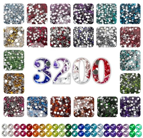 Tutamaz 32000 Diamond Painting Steine, Runder Steine Glitzer Zubehör Diamanten Deko Hotfix Strasssteine für Diamond Painting Runde Edelsteine Nägel Deko DIY Handwerke Kunsthandwerk Kleidung Bilderra