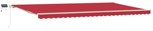 vidaXL Einziehbare Markise mit Rot 600 x 300 cm Stoff, Balkonabdeckung, UV-beständige Materialien, ausziehbarer Sonnenschutz, wetterfester Unterstand