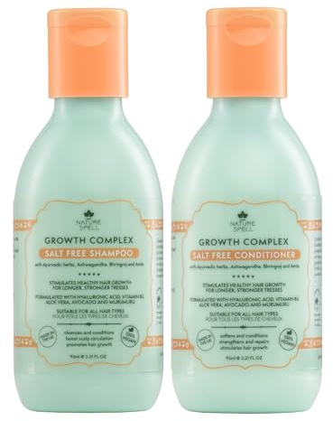 Nature Spell Hair Growth Travel Size Duo, Shampoo & Conditioner, 95ml Each | Nourishing & Strengthening, Vegan, Set of 2