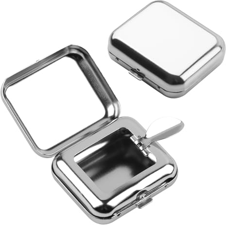 Portable Ashtray, 2Pcs Pocket Ashtray with Lid, Stainless Steel Portable Ashtrays for Cigarettes, Odour-Proof Portable Cigarette Butt Box for Outdoors Travel Camping Car Bar