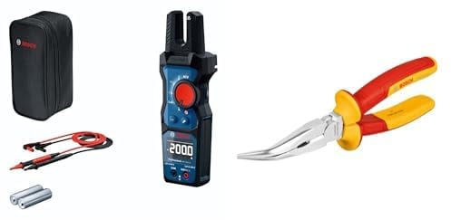 Bosch Professional GFM 1000-15 Fork Current Clamp, Non-Contact Voltage Tester mit VDE Long Nose Pliers