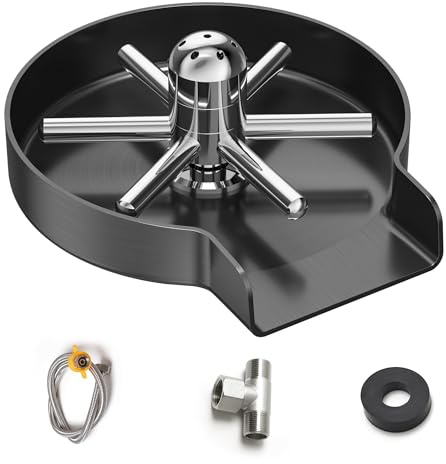 VANCOCO Automatischer Glasspüler G3/8, Gunmetal Grau, 360°‑Düsen | Tassen‑ & Flaschenreiniger, passend für Küchenspüle, Haushalt, Bar, Restaurant, Café, für Babyflaschen