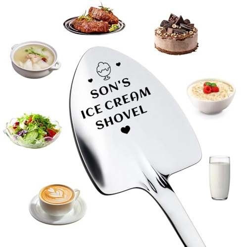 Funny Son Birthday Gifts from Mum Dad Son Spoon Gifts for Boys Men Ice Cream Lover Gifts for Son's Ice Cream Shovel Gift for Boy Man Birthday Christmas Presents for Sons Spoon