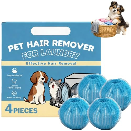 4PCS Pet Hair Remover for Laundry,Pet Hair Remover & Reusable Laundry Balls,Dog Hair Remover & Cat Hair Remover for Clothes,Pet Hair Catcher and Dissolver for Clothes,Washing Machine Hair Catcher