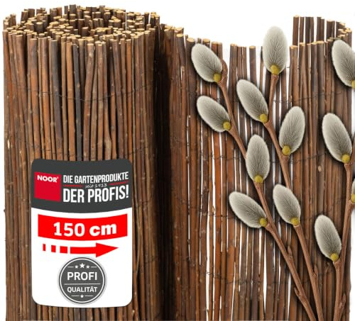 NOOR Weidenmatte OXFORD - Sichtschutzmatte Weidenzaun - Natur - 1,0 x 1,5 m | Natürlicher Sicht- & Windschutz aus Weidenzweigen für Garten, Terrasse & Balkon - robuste Zaunblende mit verzinktem Draht