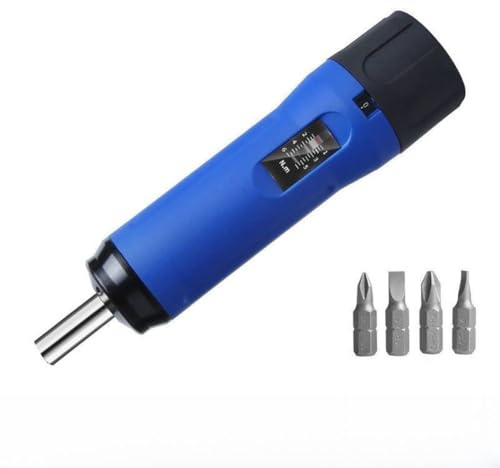 PureBowlic Adjustable Preset Torque Screwdriver 0.1-6 N.m With Auto-Slip, Nylon Handle & 4 Bits For Precise Fastening In Home Garden Workshop Tools Blue(D)