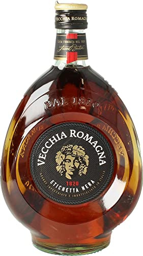 Vecchia Romagna Etichetta Nera 100 cl - Italienischer Weinbrand, der nach einem Verfahren mit doppelter Destillation und doppelter Reifung hergestellt wird, mit ausgeprägtem und elegantem Geschmack