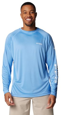 Columbia Men's Terminal Tackle Long Sleeve Shirt, White Cap/White Logo, Large Tall