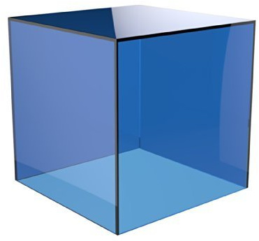 Acrylic Cube Display Stand Square 5 Sided Box Perspex Tray Retail Shop Holder (300mm x 300mm x 300mm, Light Blue)