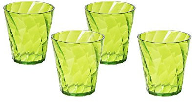 omada Design 4 Verres Eau 35 cl, plastique de qualité optique et transparent, très résistantes et lavables au lave-vaisselle, Ligne Diamond, Vert