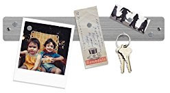 Magnetleiste MINI Magnet Wandleiste aus Edelstahl - 350 x 50mm - in 4 Farben - inkl. 6 Neodym-Magneten und Montagematerial - für Fotos Dokumente Notizen Listen Kalender usw., Farben: Edelstahl