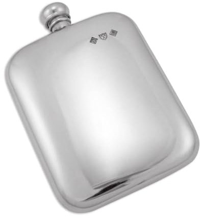 Sayers London Handgearbeiteter Klassischer Zinn Flachmann 170ml (6oz) | gravierbar | Pewter Engravable Hip Flask