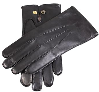 Dents Mendip Men's Wool Lined Leather Officer's Gloves Black 10 BLACK 10