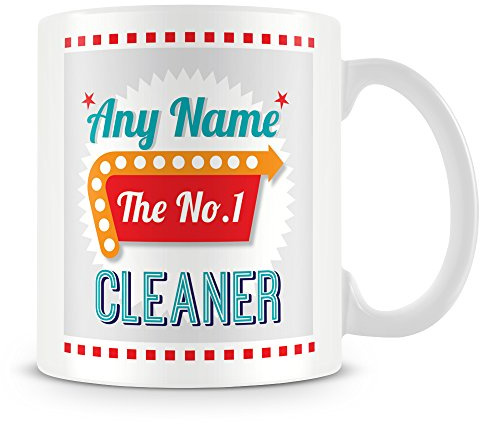 Cleaner Mug - Number 1 Retro Personalised Cup - Customise with Name - Green