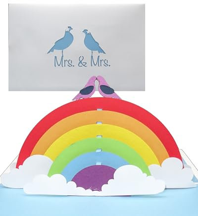 3D Hochzeitskarte „Lesbian Wedding Card - Pop Up Karte MRS. & MRS. als Einladungskarte, Geschenk, Gastgeschenk & Einladung zur lesbischen Hochzeit