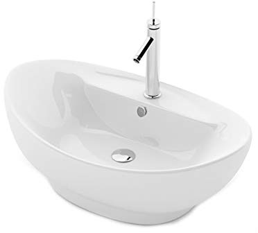 Design Keramik Oval Waschtisch Handwaschbecken Aufsatz-Waschschale 59,5cm x 39cm x 17,5cm FÜR BADEZIMMER GÄSTE WC CINDY