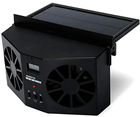 MASO Solar Powered Car Exhaust Fan, Car Radiator Fan, Energy Saving Air Vent Radiator Air Purifiers 2W ABS(Black)