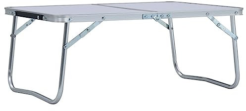vidaXL Campingtisch Klappbar Koffertisch Falttisch Gartentisch Camping Klapptisch Aluminiumtisch Picknicktisch Weiß Aluminium 60x40cm