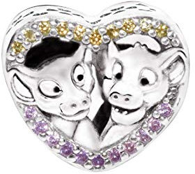 Charm Anhänger,Perlen Der König Der Löwen Sparkling Simba Und Nala Herz Charms Passen Original Armbänder Feine Anhänger Armband Schmuck Making Girls Teens Diy