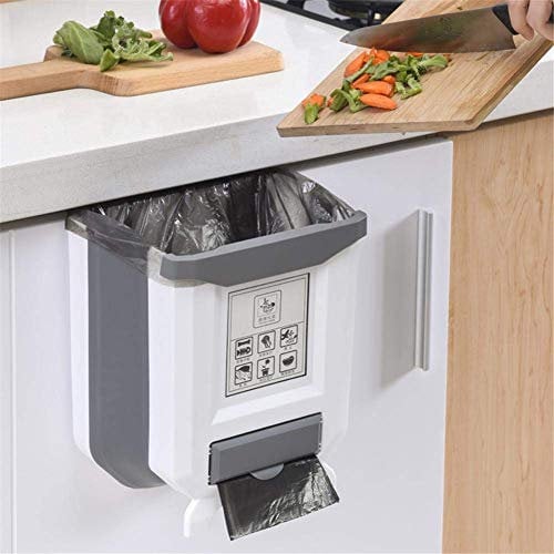 Pieghevole Cestino-Cucina Spazzatura Può-Creativo Parete Pieghevole Bidone Dei Rifiuti Bidoni della Spazzatura Auto per Armadio Da cucina porta del Bagno (Con 15PCS Sacchetti di Immondizia) (bianca)