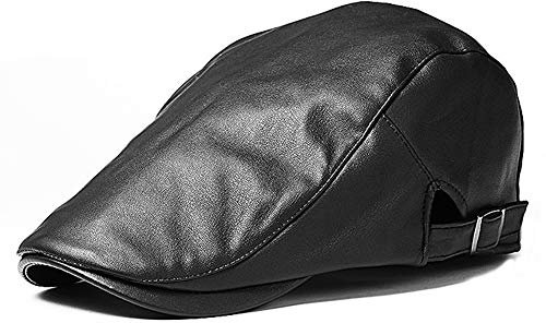 Herren-Baskenmützen, FANDE Flat Cap Level Herren Mütze, Baskenmütze Flatcap Leder Schiebermütze Newsboy Caps, Vintage PU Leder Baskenmütze - Sommer/Winter