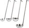 Vegena Lot de 4 louches à soupe en acier inoxydable de qualité supérieure avec poignée à crochet, cuillères à soupe, ustensiles de cuisine avec long manche, louche, cuillère à soupe, argent