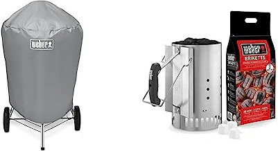 Weber 7176 - Custodia Standard per Barbecue 57Cm & 17631 - Kit Ciminiera di Accensione + 2 Kg di Bricchetti + 3 Cubetti Accensione
