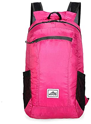 TSLBW Sac à dos pliable ultra léger, petit sac à dos de randonnée, durable, léger et pliable pour homme et femme, pour le sport de plein air, les voyages, la marche, le camping, le vélo, 2-Rose, S