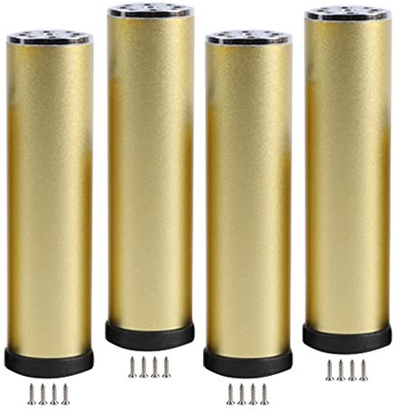 4 Stück Schrankfüße Aluminiumlegierung Möbelbeine Gold Möbelerhöhung Bettlippen Metall Tischbeine Ersatz-Möbelfüße für TV-Ständer,Stützbeine für Badezimmerschränke Sofa,verstellbar (20cm)