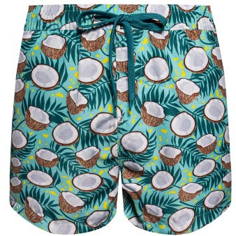 Dedoles Badehose Herren 100% recyceltes Polyester Badeshorts für Männer lustige Designs Kokosnuss Zitronen Surf Schwimmer Swim Trunks, Farbe: Kokosnuss und Palmen, Gr.: XL