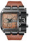 JewelryWe Herrenuhr Analog Quarz Casual Armbanduhr Männer Leder Armband Militäruhr Sport Uhr mit Groß Quadrat Zifferblatt Braun