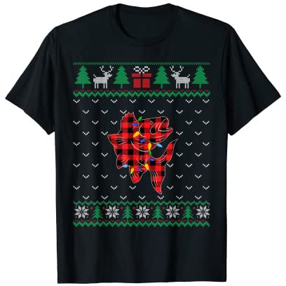 Weihnachtsbaum-Lichterdekoration zum Angeln, Weihnachtspullover T-Shirt