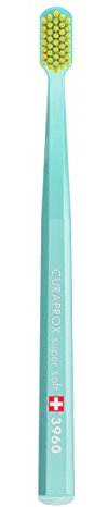 Curaprox CS 3960 Super Soft Zahnbürste – Zahn- Und Zahnfleischpflege Für Erwachsene | Superweiche Borsten Für Eine Sanfte Und Dennoch Effektive Reinigung | Türkis-gelb, Einzelpackung