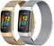 omee 2 Stück Metall Armband Kompatibel mit Fitbit Charge 5/Charge 6 Armband, Metall Ersatzarmband Maschen Schleife mit Magnetschloss, für Fitbit Charge 5/Charge 6 Armbänder Damen Herren
