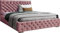 WFL GROUP Samtstoff Polsterbett Doppelbett 140x200 160x200 180x200 cm Bettgestell Mit Bettkasten Lattenrost und Gestepptes Kopfteil - Hydrophobe Stoff - Chesterfield-Stil - Rosa - 180 x 200 cm